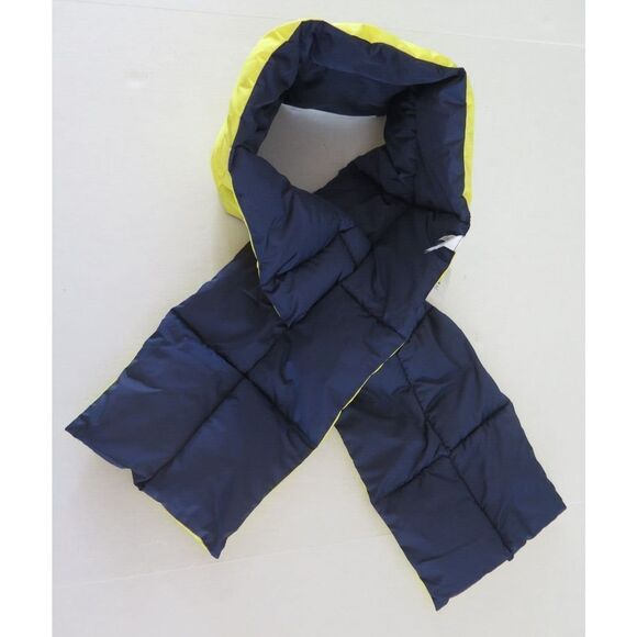 Aerie #674830829 Unisex Yellow/Navy Reversible Pull Through Puffer Scarf - Picture 2 of 4